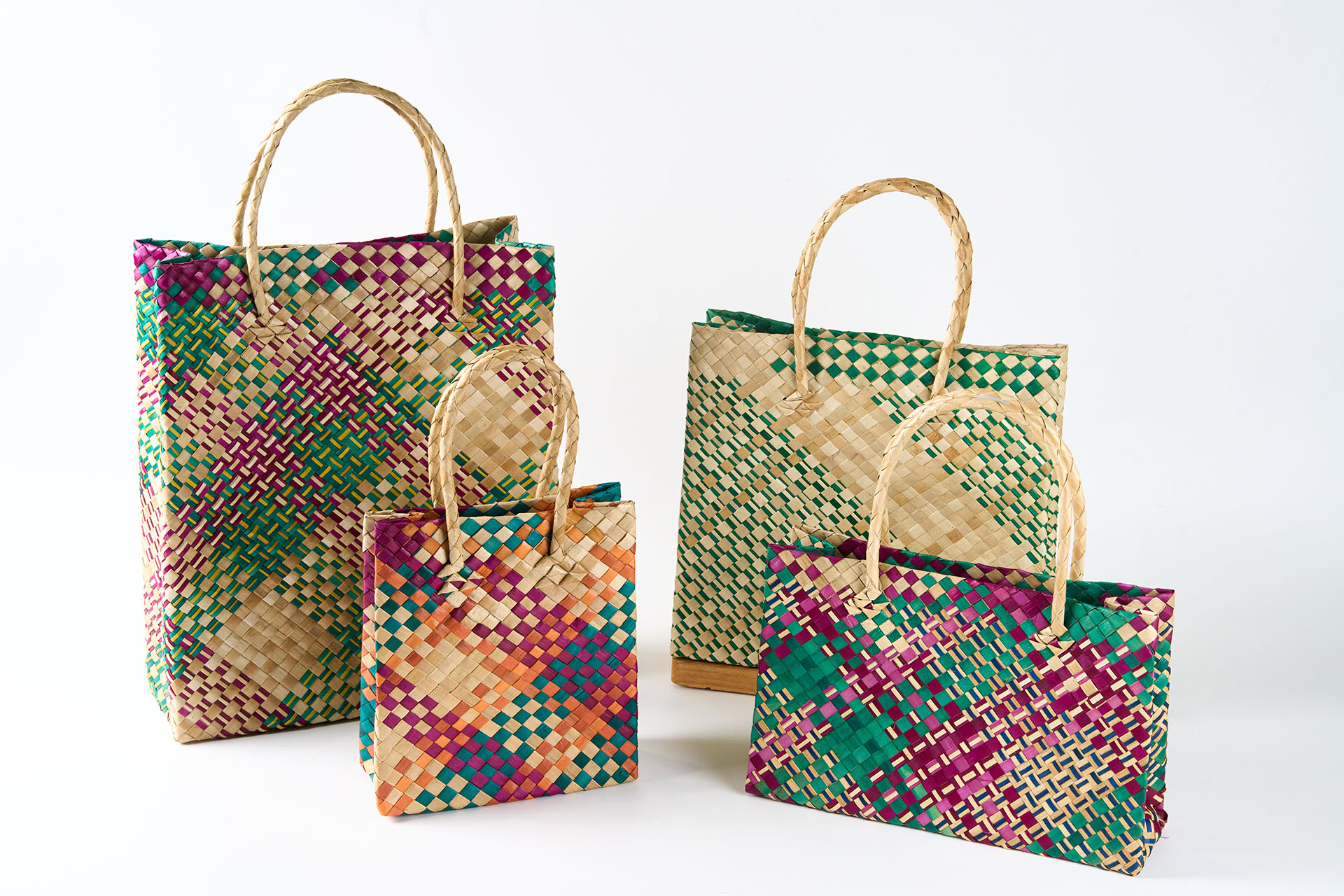 Handwoven Colorful Pandan Tote Set by Santo Niño de Plaridel Multi-Purpose Cooperative