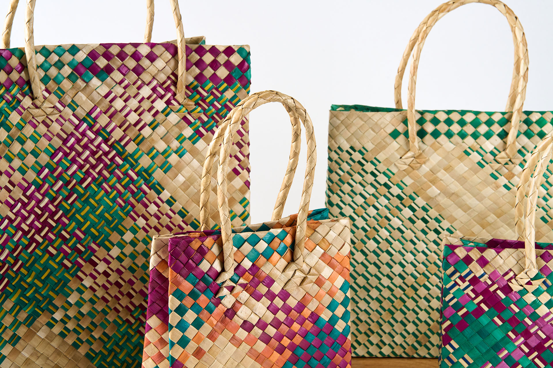 Handwoven Colorful Pandan Tote Set