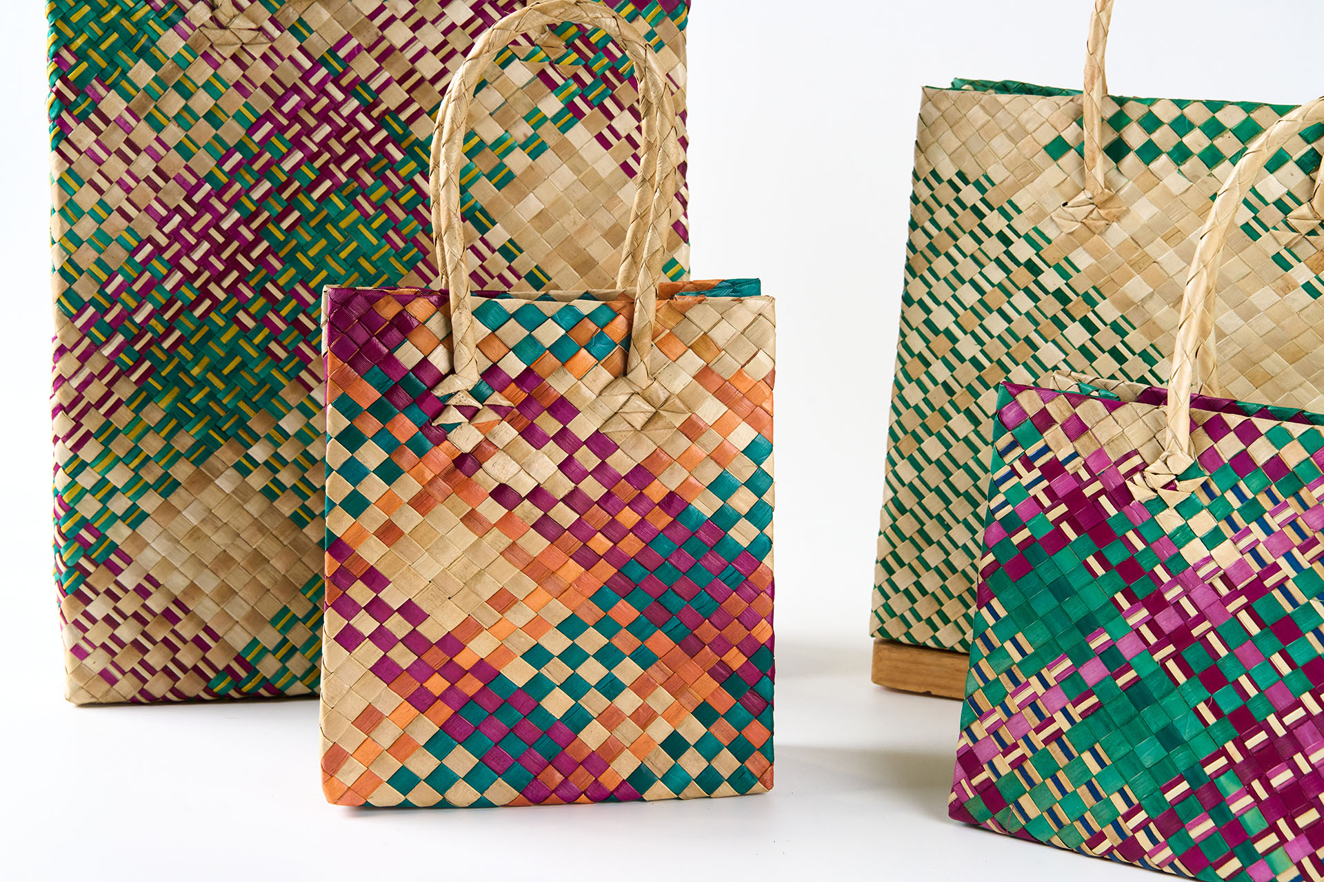 Handwoven Colorful Pandan Tote Set