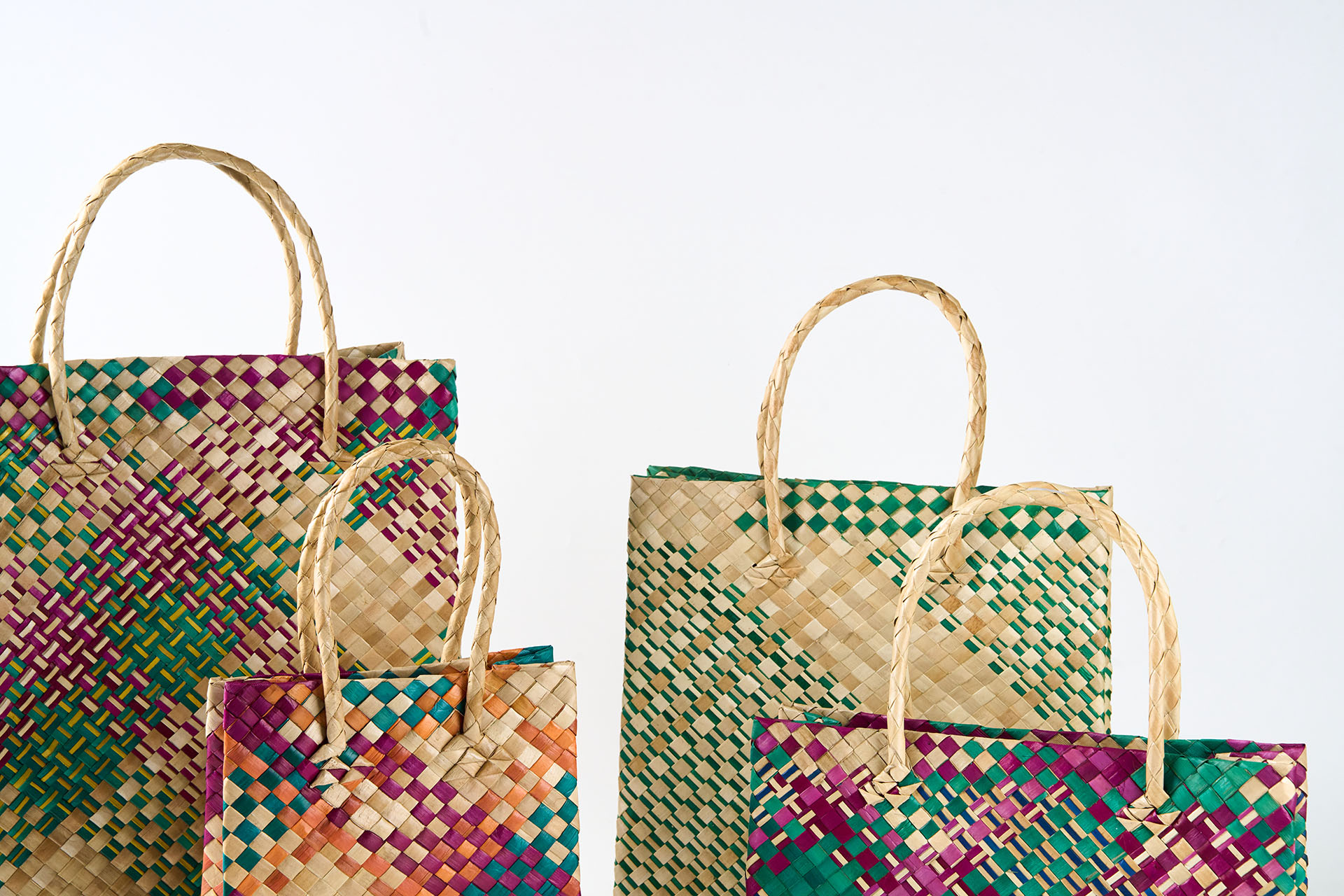 Handwoven Colorful Pandan Tote Set