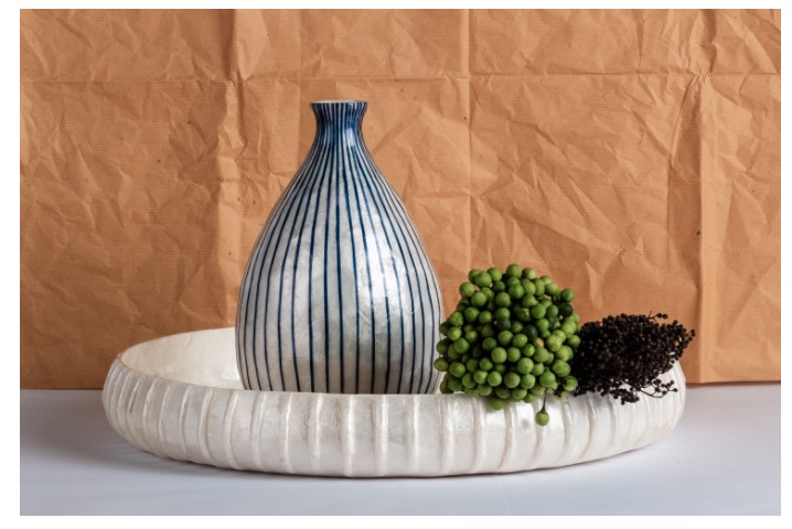 Avocado Vase and Eliana Tray by Shell Arts Co., Inc.